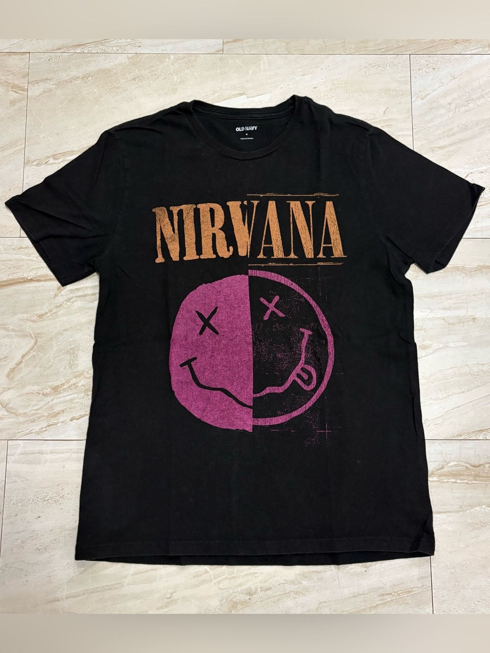 Old Navy Mens Medium Black Nirvana Graphic T-Shirt